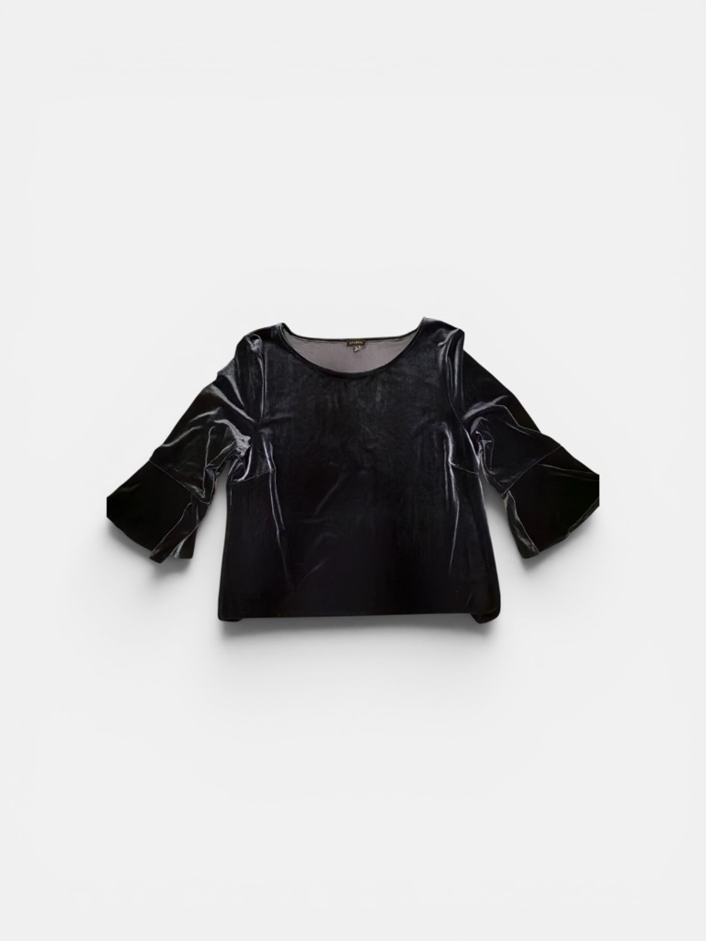 Talbots Dark Blue Velvet 3/4 Bell Sleeve Top